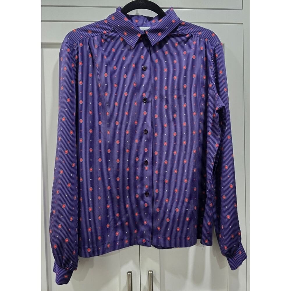💜Vintage Orare Purple Striped Button Blouse – Estimated Size M/L
